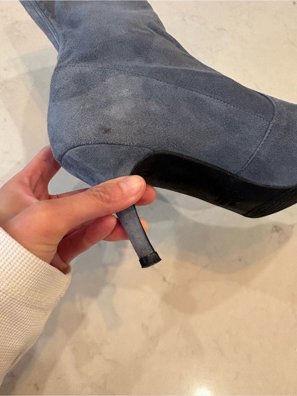 Stuart Weitzman storm blue Suede 4 inch heel Pointed-Toe Ankle sock Bootie 7 - Picture 5 of 16